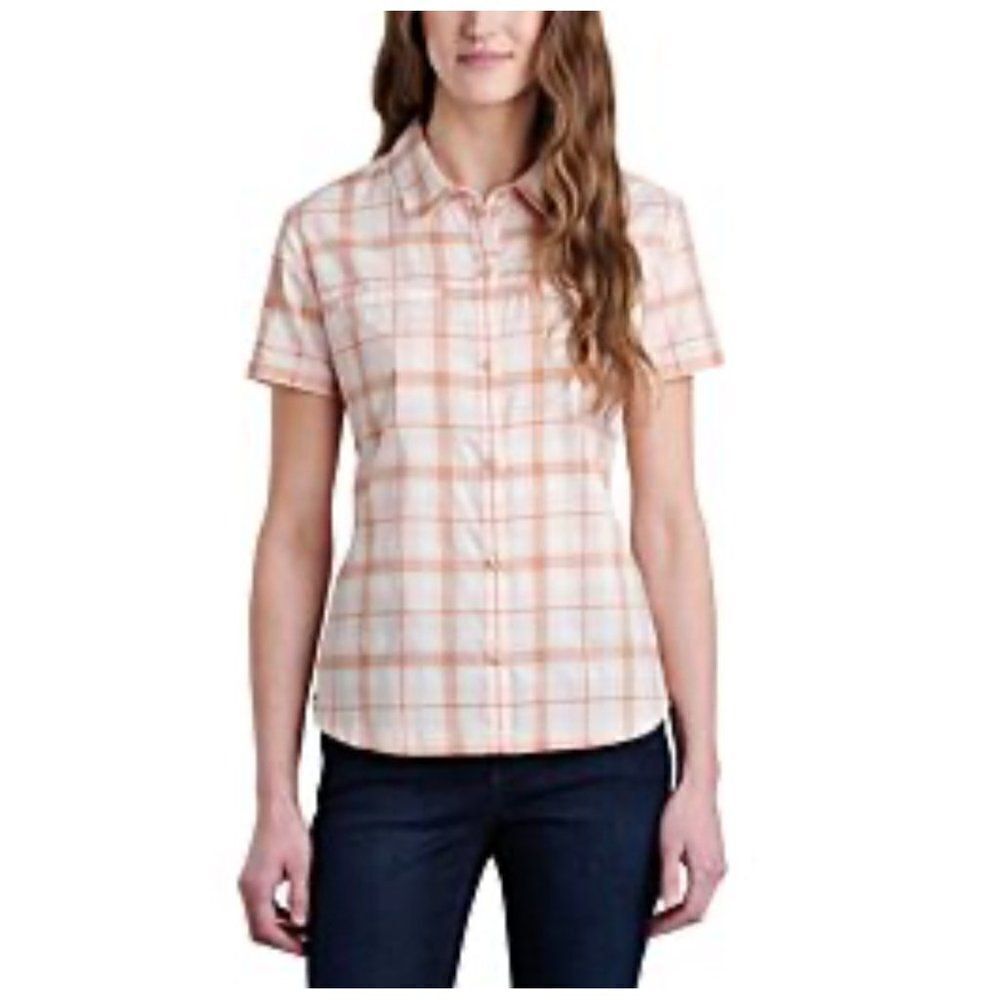 Kuhl Kamp Women Short Sleeve Plaid Shirt Size S